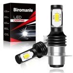 Biromanle H6 P15D H6M ATV Motorcycle fog light Bulbs,300% Brighter 8000LM 6000K White h6m Hi/lo Beam fog light,compatible with Yamaha YFZ YFM Raptor Grizzly Kodiak Motorbike Tractor (2 Pack)