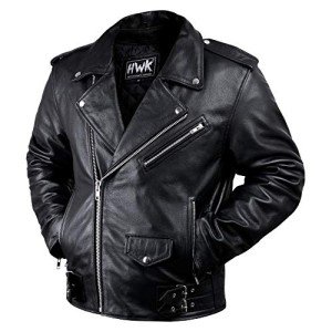 Black Leather Motorcycle Jacket for Men - Vintage Style