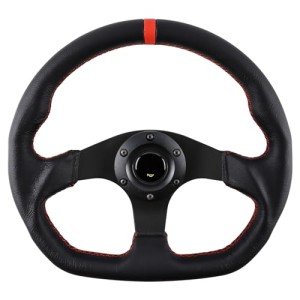 13" Racing Steering Wheel with Red Stitched Leather