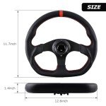 13" Racing Steering Wheel with Red Stitched Leather