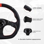 13" Racing Steering Wheel with Red Stitched Leather