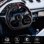 13" Racing Steering Wheel with Red Stitched Leather