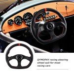 13" Racing Steering Wheel with Red Stitched Leather