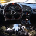 13" Racing Steering Wheel with Red Stitched Leather