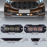 Raryloy 3-LED Strobe Lights for Vehicles - 4pcs