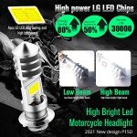 AC/DC 9-48V P15D LED Bulb,1800LM Super Bright H6M ATV LED Headlight Bulbs,4xCOB Chips Hi/Lo Beam Replement for Motorcycle,Yamaha,ATVS YFM350 450 400 660 700 Raptor.2-Pack., Silver