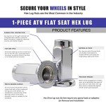 16 Chrome M10x1.25 Flat Seat ATV Lug Nuts