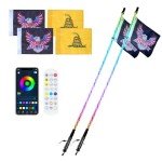 3 FT RGB Whip Lights with Flags - 2 Pack