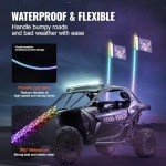 3 FT RGB Whip Lights with Flags - 2 Pack