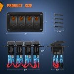 Nilight 4 Gang Waterproof Rocker Switch Panel