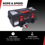 Warrior 12V Electric Winch 4,000lbs with Synthetic Rope