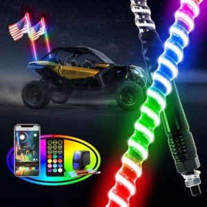 4FT RGB LED Whip Lights with Remote Control