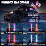 4FT RGB LED Whip Lights with Remote Control