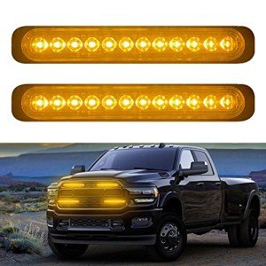 12-LED Amber Emergency Strobe Light Bar (2pcs)