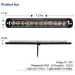 12-LED Amber Emergency Strobe Light Bar (2pcs)