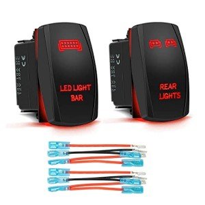 Red LED Light Bar with Toggle Rocker Switches