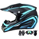 Youth Full Face Motocross Helmet Set - Blue