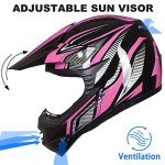 Youth ATV Helmet, Goggles & Gloves Set - Pink Black