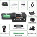 3500 lb ATV Winch with Remote & Synthetic Rope