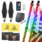 2 Pack RGB LED Whip Lights with Remote