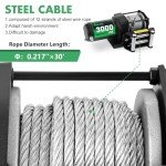 3000lb Electric ATV Winch with Remote & Cable