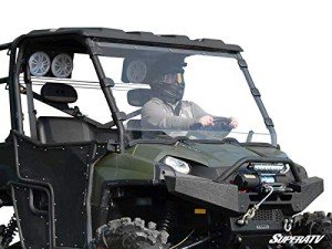 SuperATV Heavy Duty Clear Scratch Resistant Full Windshield for 2016+ Polaris Ranger Full-Size 570 / Crew | 1/4" Thick Polycarbonate| Preinstalled Bulb Seal Than Glass | Hard Coated | USA Made!