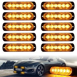XTAUTO 10pcs Amber LED Warning Strobe Lights