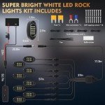 8Pods Waterproof White LED Rock Lights Kit