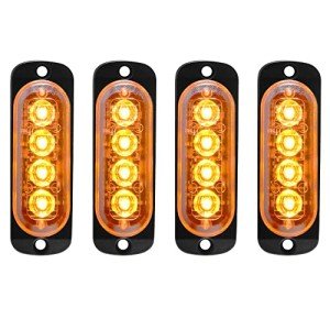 4-LED Amber Emergency Strobe Light Bar