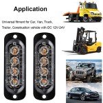 4-LED Amber Emergency Strobe Light Bar