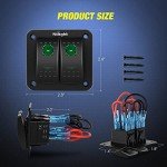 Nilight 2 Gang 12V Rocker Switch Panel with Green Switches