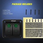Nilight 2 Gang 12V Rocker Switch Panel with Green Switches