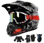 Kids Full Face ATV Helmet Set with Goggles & Gloves