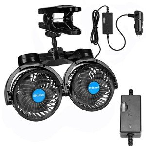 Adjustable 12V Dual Head Car Clip Fan