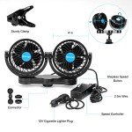 Adjustable 12V Dual Head Car Clip Fan
