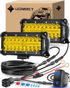 7" LED Light Bar Kit with Yellow Pod Lights