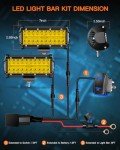 7" LED Light Bar Kit with Yellow Pod Lights