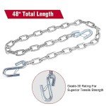 48" Grade 30 Trailer Safety Chain with Clips 2PCS