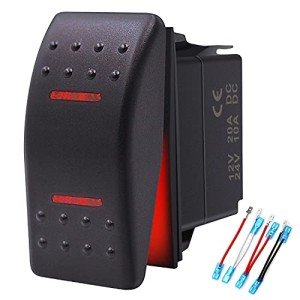Waterproof Rocker Switch with Red LED Light