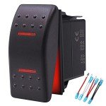 Waterproof Rocker Switch with Red LED Light