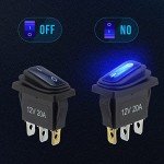 Waterproof 12V Rocker Switch 5 Pack with LED