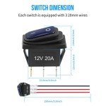 Waterproof 12V Rocker Switch 5 Pack with LED