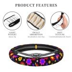 Colorful 15-Inch Flower Power Steering Wheel Cover