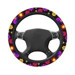 Colorful 15-Inch Flower Power Steering Wheel Cover