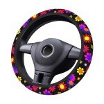 Colorful 15-Inch Flower Power Steering Wheel Cover