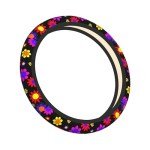 Colorful 15-Inch Flower Power Steering Wheel Cover