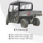 QYMOTO Polaris Ranger Full Size 570 Rear Windshield,Soft Canvas Rear Window Dust Panel for Ranger 500 570 700 Rear Window Round Bar ROPS (2 Seaters & Crew)