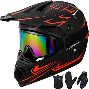 Yesmotor Youth Full Face ATV Helmet Set (Red)