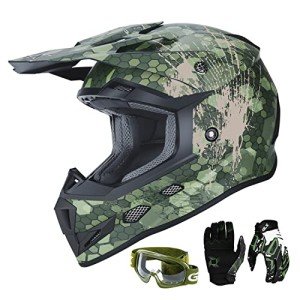 Kids Camouflage ATV Helmet, Gloves & Goggles Set
