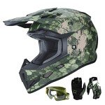 Kids Camouflage ATV Helmet, Gloves & Goggles Set